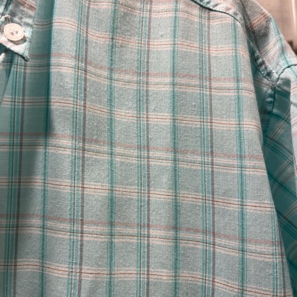 LACOSTE short sleeve blue plaid button up shirt, men’s medium 💯 cotton - Picture 7 of 12